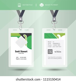 Identification card with lanyard set isolated vector illustration. Blank plastic access card, name tag holder with pin ribbon, corporate card key, personal security badge, press event pass template.
