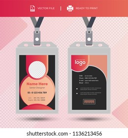 Identification card with lanyard set isolated vector illustration. Blank plastic access card, name tag holder with pin ribbon, corporate card key, personal security badge, press event pass template.