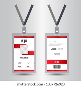 Identification card with lanyard set isolated vector illustration. Blank plastic access card, name tag holder with pin ribbon, corporate card key, personal security badge, press event pass template. -