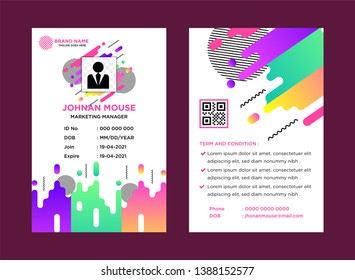 Identification card with lanyard set isolated vector illustration. Blank plastic access card, name tag holder with pin ribbon, corporate card key, personal security badge, press event pass template. 