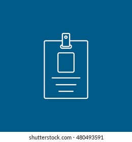 Identification Card Line Icon On Blue Background