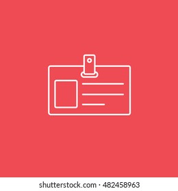 Identification Card Line Icon On Red Background