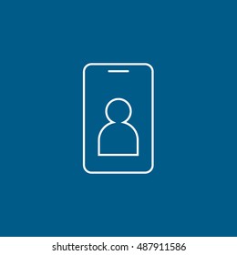 Identification Card Line Icon On Blue Background