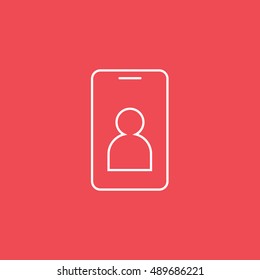 Identification Card Line Icon On Red Background
