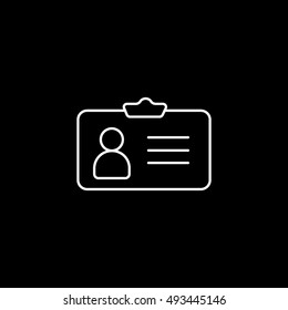 Identification Card Line Icon On Black Background