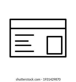 Identification card line icon for web, mobile and infographics.