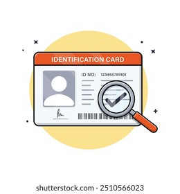 Tarjeta de Identificación con Ilustración vectorial de lupa. Diseño de concepto de verificación de identidad