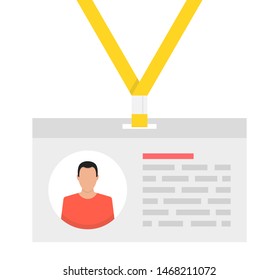 Identification card for man. Personal badge for man. Flat vector illustration.