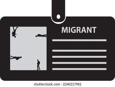 Identification card for Migrants on a clip. Vector illustration.