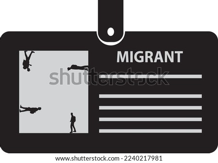 Identification card for Migrants on a clip. Vector illustration.
