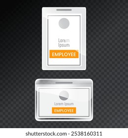 Identification card mockup with plastic. Accreditation for events, meetings, fairs, congresses and companies. Eps10 vector illustration.