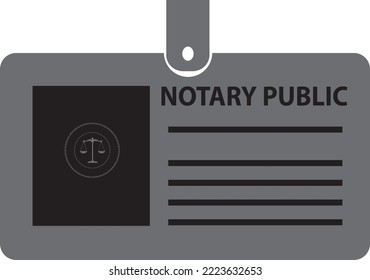 Identification card for a notary public on a clip. Vector illustration.