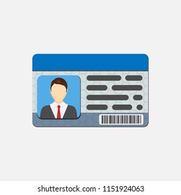 Identification Card. Personal info data. Identity document with person photo and text clipart. isolated on white background. Vector illustration. Eps 10.