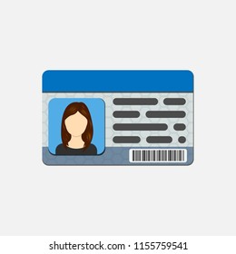 Identification Card. Personal info data. Identity document with person photo and text clipart. isolated on white background. Vector illustration. Eps 10.