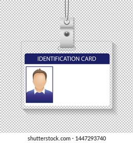 Identification Card With Photo Man Isolated transparent Background With Gradient Mesh, Vector Illustration