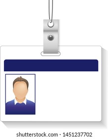 Identification Card With Photo Man Isolated White Background With Gradient Mesh, Vector Illustration