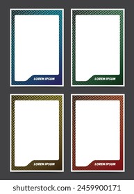 Identification card picture frame border template design set dot pattern