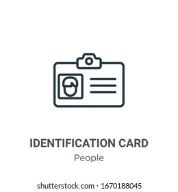 Identification card with picture outline vector icon. Thin line black identification card with picture icon, flat vector simple element illustration from editable people concept isolated stroke on 
