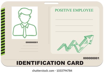 Identification card for a positive employee. Vector illustration.