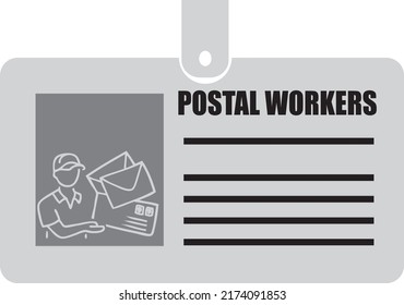 Identification card for a postal worker on a clip. Vector illustration.