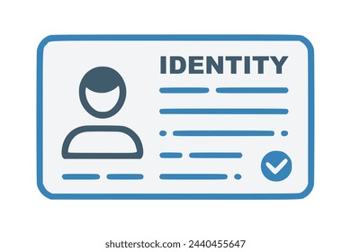 Tarjeta de identificación con icono de perfil. Documento nacional de identidad con foto. Aprobar tarjeta de verificación de identidad, tarjeta de verificación Usuario o tarjeta de perfil, verificación de identidad personal. 