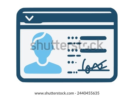 Identification card with Profile icon. National Id card document with photo. Approve identity verification card, Verification badge User or profile card, personal identity verify. 