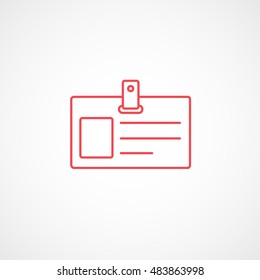 Identification Card Red Line Icon On White Background