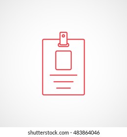 Identification Card Red Line Icon On White Background