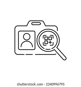 Scan-Icon für Identifizierungskarte. Suche nach ID-Kartenvektor. einzeln auf weißem Hintergrund. Vektorgrafik