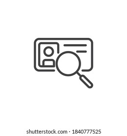 Identification card scan line icon. linear style sign for mobile concept and web design. Search ID card outline vector icon. Symbol, logo illustration. Vector graphics