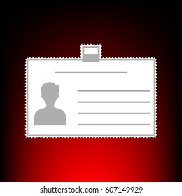 Identification card sign. Postage stam or old photo style on red-black gradient background.