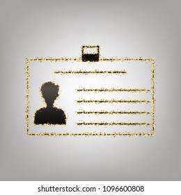 Identification card sign. Vector. Blackish icon with golden stars at grayish background.
