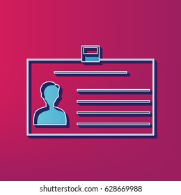 Identification card sign. Vector. Blue 3d printed icon on magenta background.