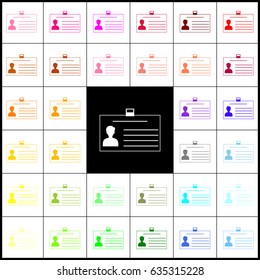 Identification card sign. Vector. Felt-pen 33 colorful icons at white and black backgrounds. Colorfull.