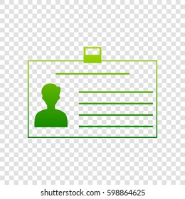 Identification card sign. Vector. Green gradient icon on transparent background.