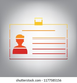 Identification card sign. Vector. Horizontally sliced icon with colors from sunny gradient in gray background.