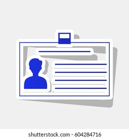Identification card sign. Vector. New year bluish icon with outside stroke and gray shadow on light gray background.
