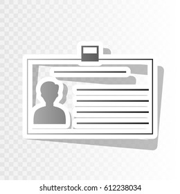 Identification card sign. Vector. New year blackish icon on transparent background with transition.
