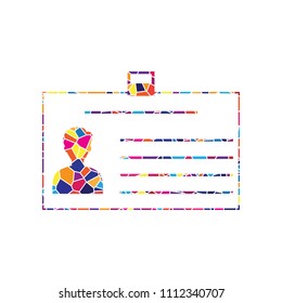 Identification card sign. Vector. Stained glass icon on white background. Colorful polygons. Isolated.