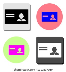 Identification card. simple flat vector icon illustration on four different color backgrounds