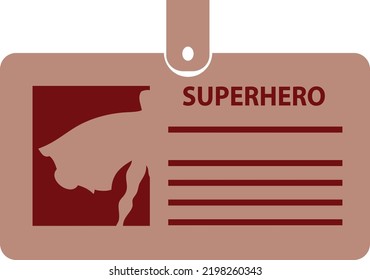 Identification card for a superhero on a clip. Vector illustration.