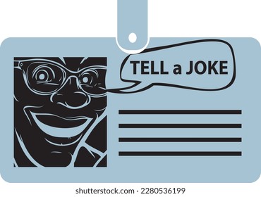 Identification card for Tell A Joke on a clip. Vector illustration.
