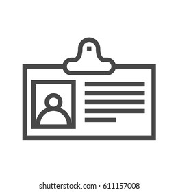 Identification Card Thin Line Vector Icon. Flat icon isolated on the white background. Editable EPS file. Vector illustration.