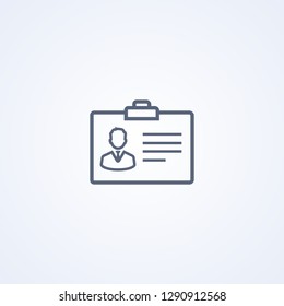 Identification card, vector best gray line icon on white background, EPS 10