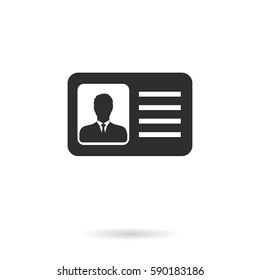 Identification card vector icon. Black illustration isolated on white background for graphic and web design.