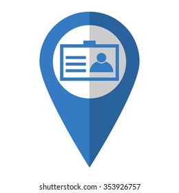 Identification card - vector icon; blue map  pointer