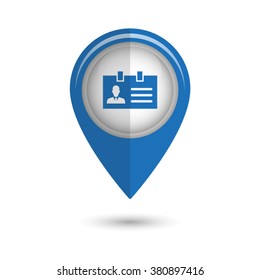 Identification card - vector icon;  blue map pointer