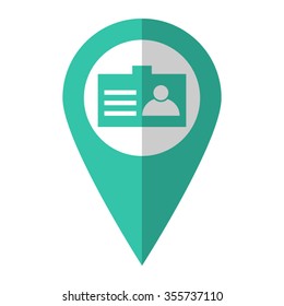 Identification card - vector icon;  green map pointer