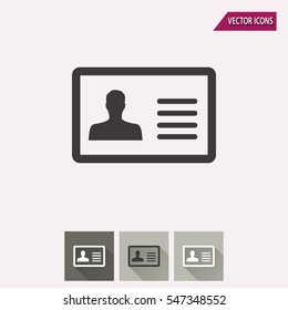 Identification card vector icon. Illustration isolated for graphic and web design.