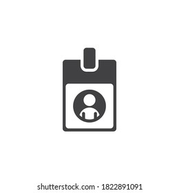 Vektorsymbol der Identifizierungskarte. Büroabzeichen füllte flache Zeichen für mobiles Konzept und Web-Design. Benutzer-ID-Karte Symbol für die Glyphe. Symbol, Logo-Abbildung. Vektorgrafik